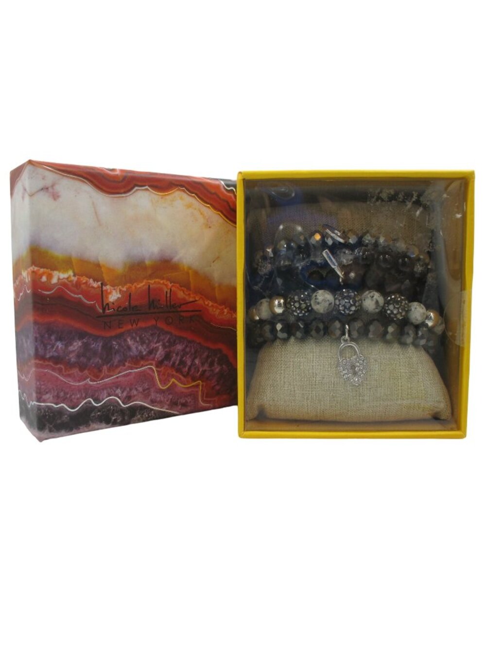 Nicole Miller Stackable Beaded Charm Bracelet Set NWT Mystical Ethereal